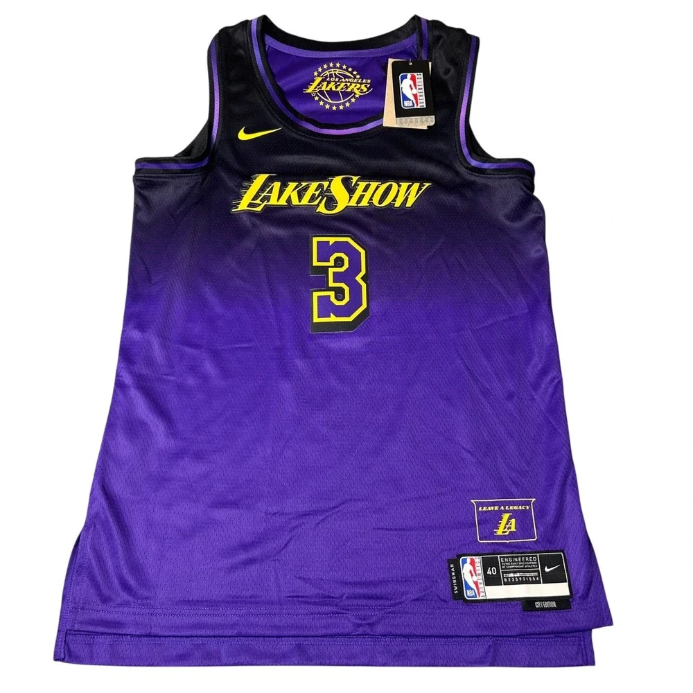 NEW Nike Lakers Anthony Davis‎ Jersey Mens S LakeShow #3 City Edition Swingman